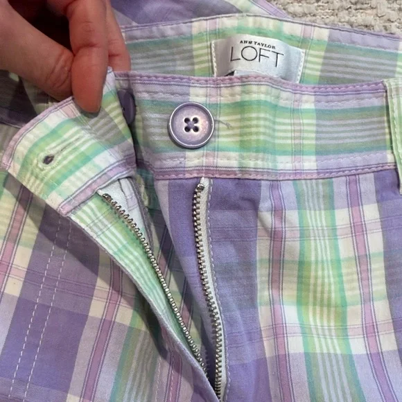 LOFT Pastel Plaid Pants - Picture 4 of 7